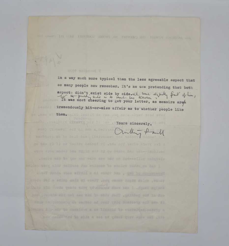POWELL, Anthony TLS, mentioning Evelyn Waugh
