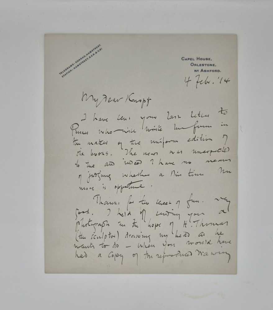 CONRAD, Joseph ALS to Alfred A. Knopf