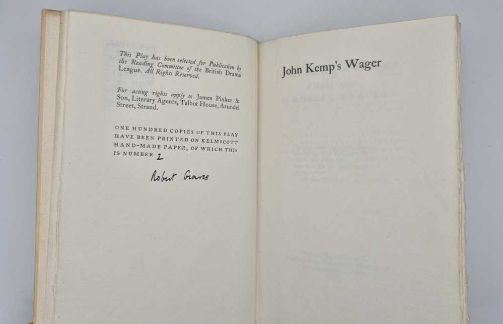 GRAVES, Robert John Kemp’s Wager [in] The British Drama League Library of Modern British Drama, No. 11