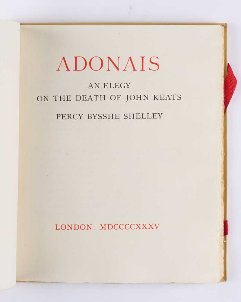SHELLEY, Percy Bysshe Adonais: An Elegy on the Death of John Keats