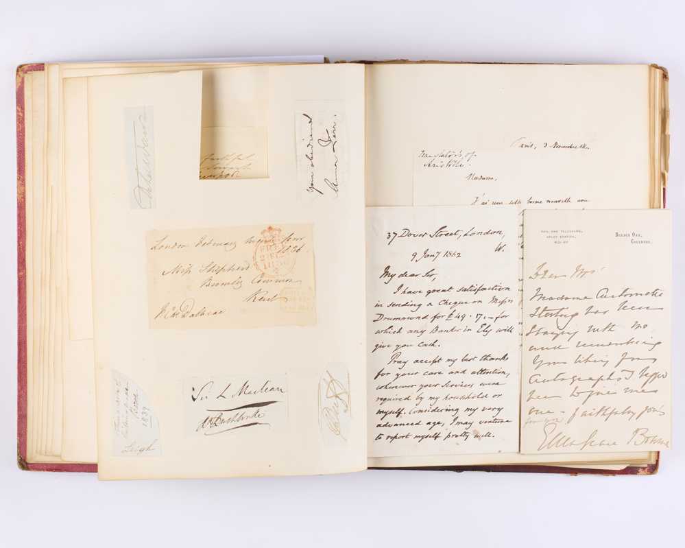 [AUTOGRAPH ALBUM] Victorian Autograph Album Containing Numerous Letters and Clipped Signatures [[bmid:1800273a]]