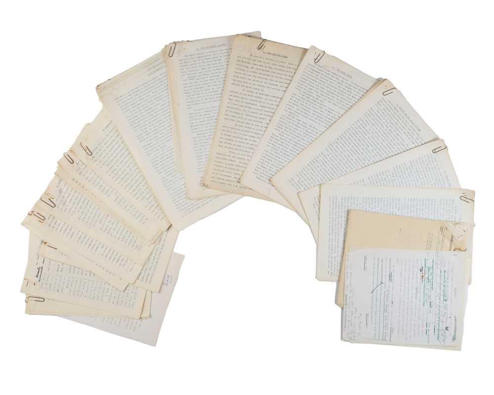 MOORE, Patrick Three sets of typed scripts for 'Into Space', with eight TLS
