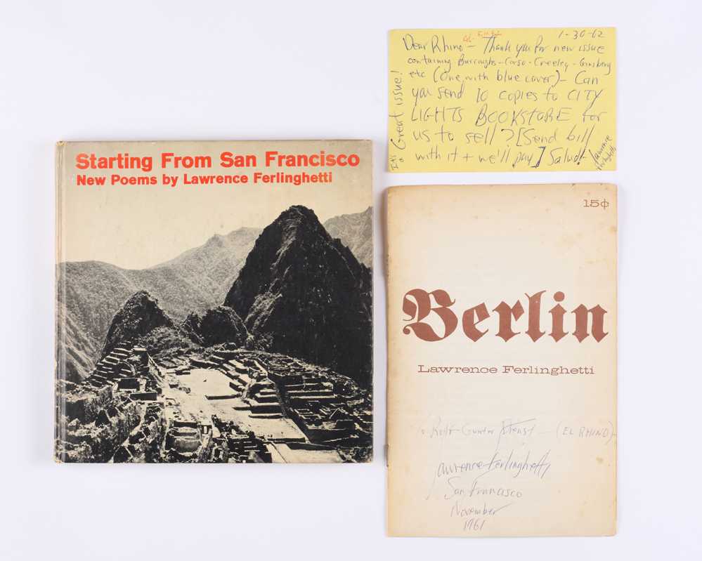 FERLINGHETTI, Lawrence Starting from San Francisco [with] Berlin, and two-sided postcard