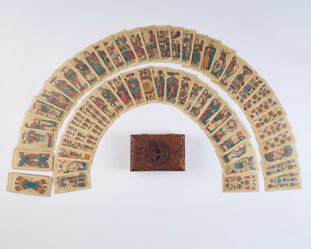 LOMBARDY TAROT A complete set of 19th century Handcoloured Italian Tarot Cards