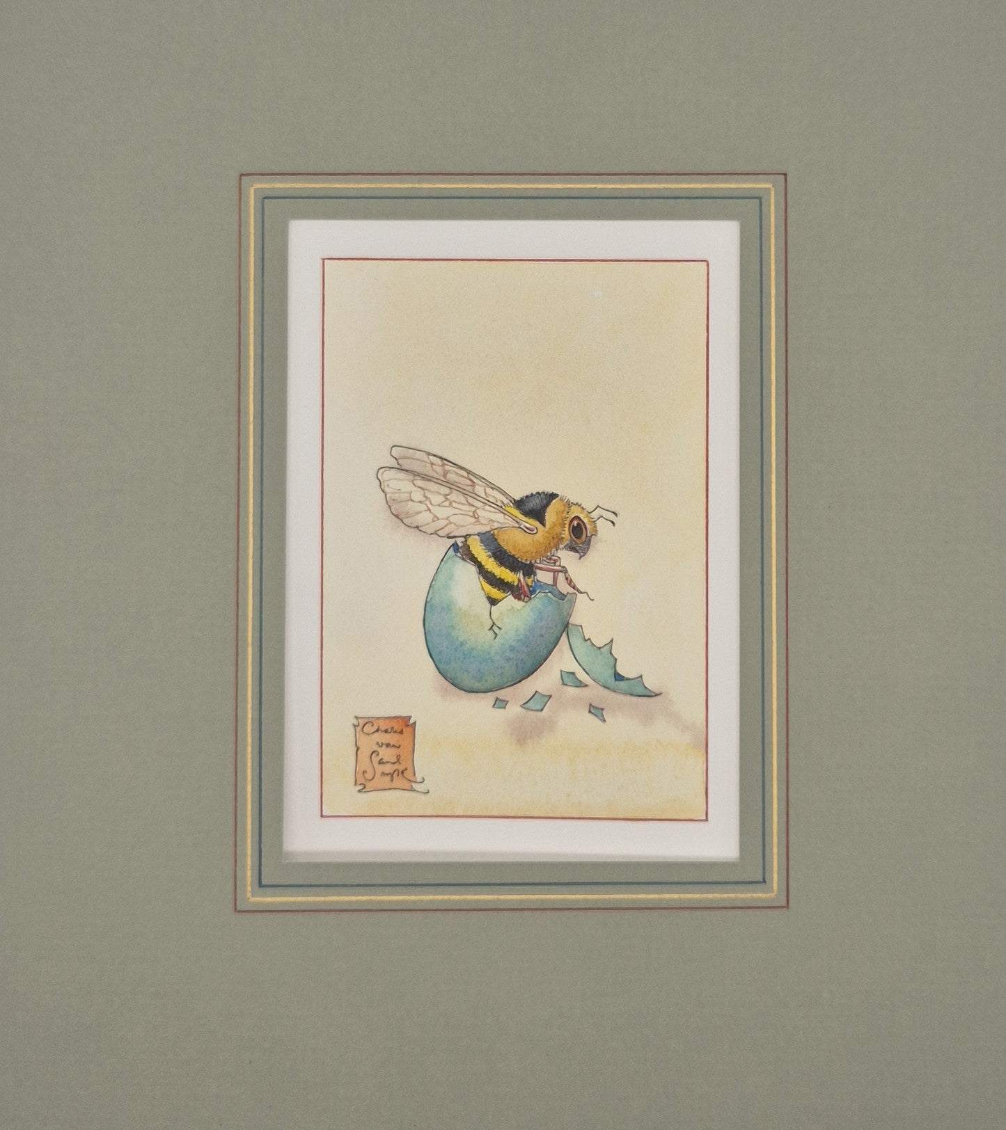 Bee emerging from egg