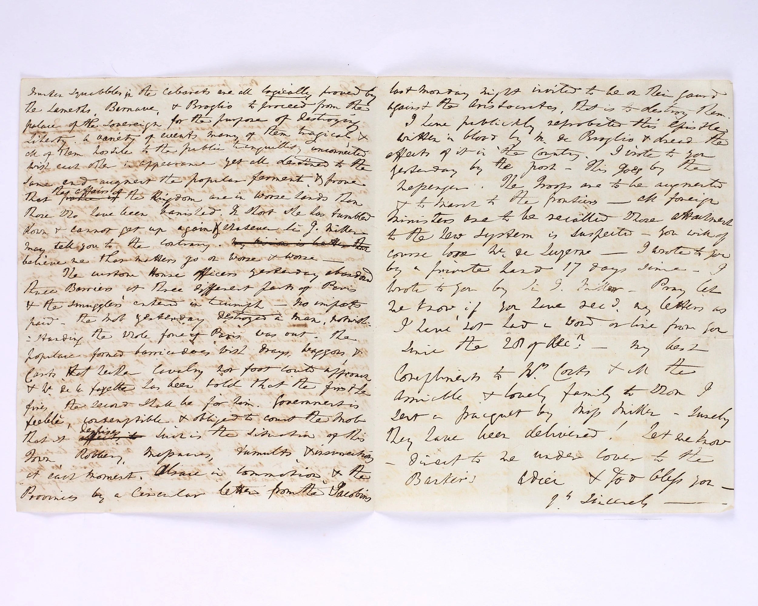 Letter written by a British spy during the French Revolution