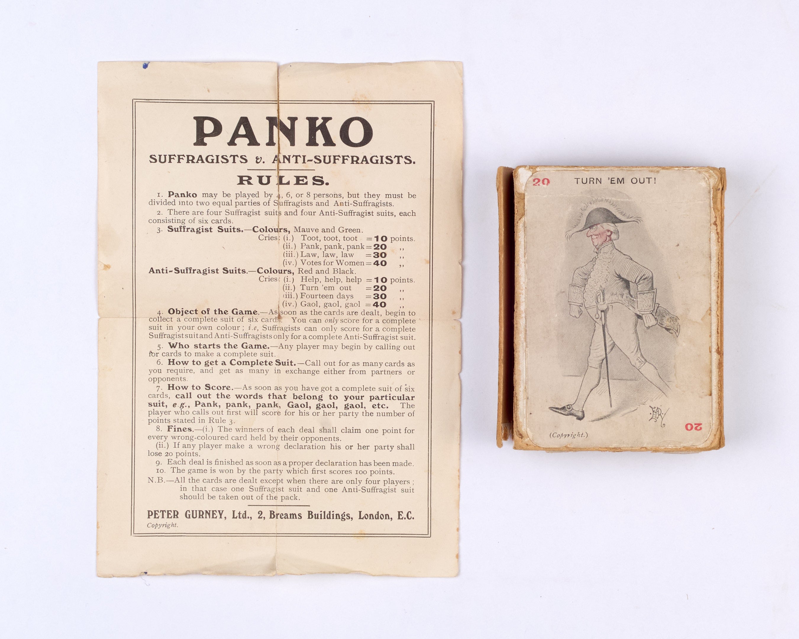 A complete set of Panko Suffragists &amp; Anti-Suffragists playing cards, complete with original case and rule sheet