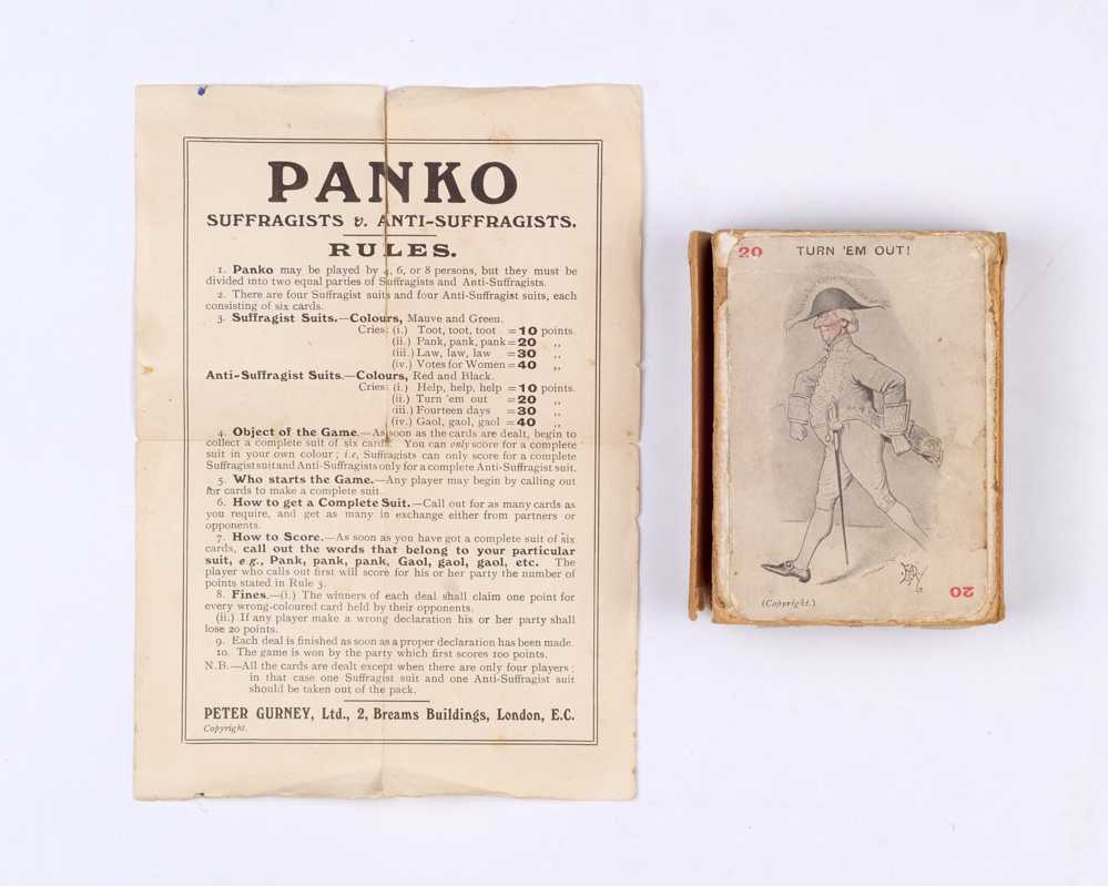 [WOMEN’S SUFFRAGE] A complete set of Panko Suffragists & Anti-Suffragists playing cards, complete with original case and rule sheet
