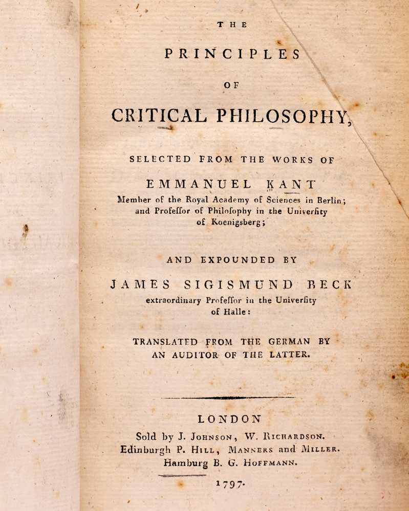 The Principles of Critical Philosophy