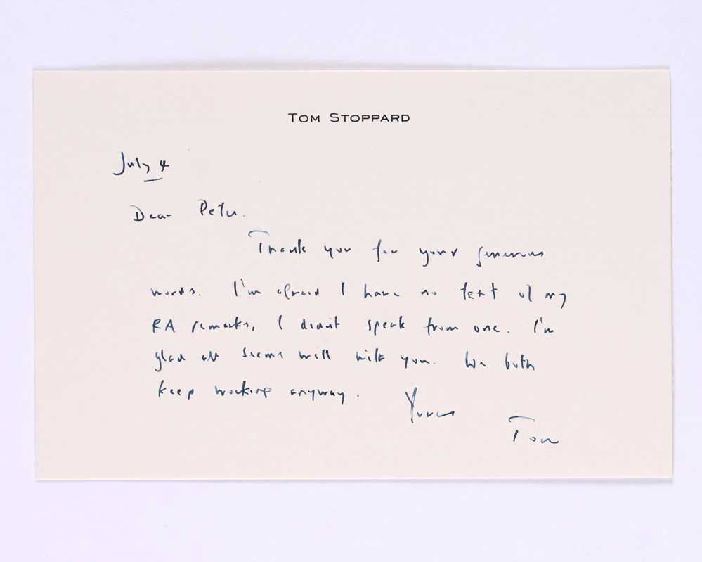 Signed notecard to ‘Peter’